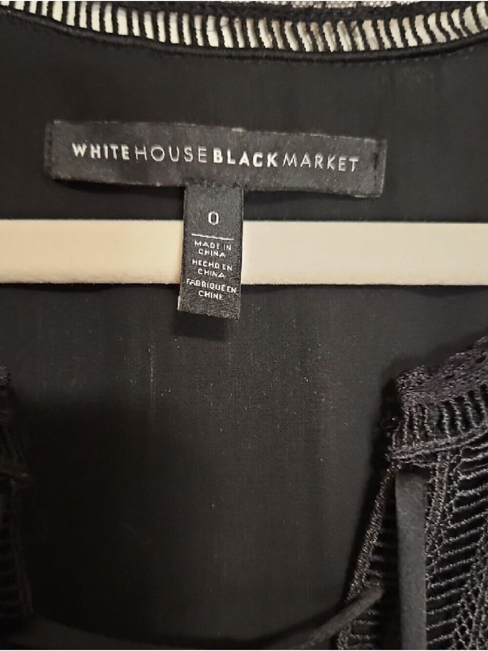 White House Black Market Black Crochet-Trim Top Size 0 - Picture 2 of 10